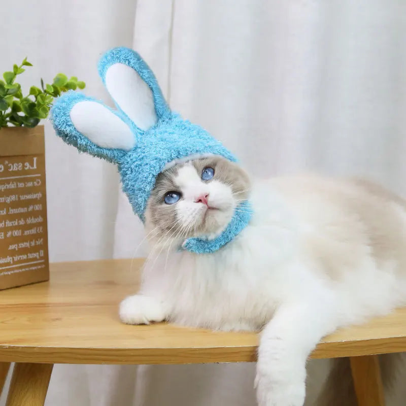 Funny Hat For Dogs Cat Accessories Pet Bunny Headgear Lovely Warm Rabbit Hat With Ears For Dogs Cats Costume Birthday Decorate