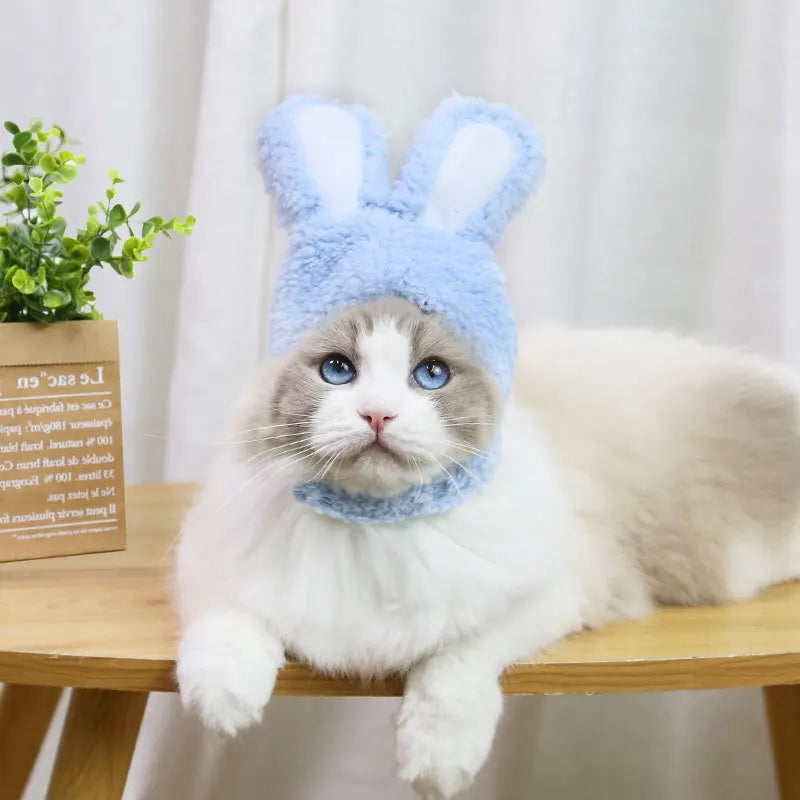 Funny Hat For Dogs Cat Accessories Pet Bunny Headgear Lovely Warm Rabbit Hat With Ears For Dogs Cats Costume Birthday Decorate